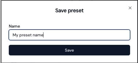 Save a Filteronme preset